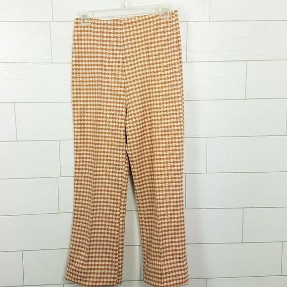 Vintage 1960s Jacket Pants Set Small Brown White - Picture 4 of 8